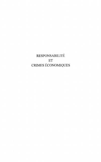 Produktbild: Responsabilite et crimes economiques
