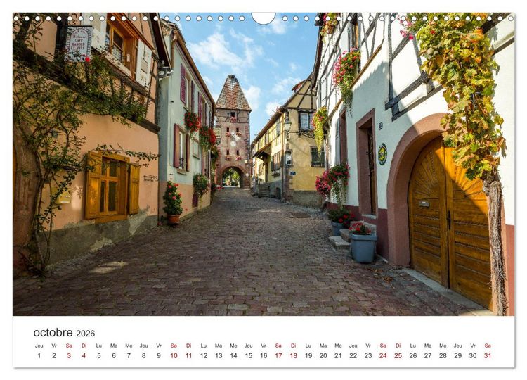 Produktbild: Route des Vins d'Alsace, villages pittoresques et paysages idylliques (Calendrier mural 2026 DIN A3 vertical), CALVENDO calendrier mensuel