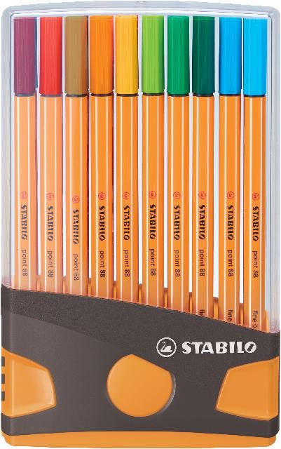 Produktbild: STABILO Fineliner -   point 88 ColorParade - 20er Tischset in anthrazit/orange - mit 20 verschiedenen Farben