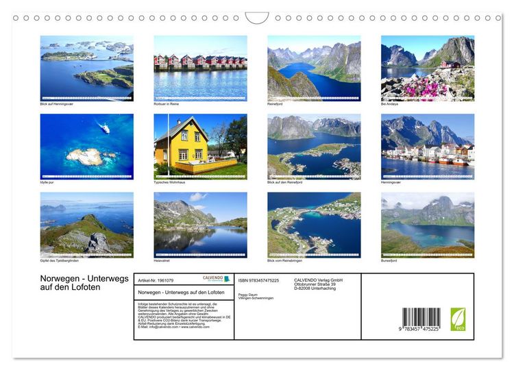 Produktbild: Norwegen - Unterwegs auf den Lofoten (Wandkalender 2026 DIN A3 quer), CALVENDO Monatskalender
