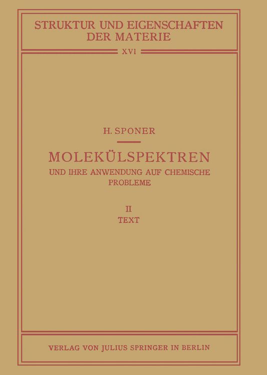 Produktbild: Molek&uuml;lspektren und Ihre Anwendung auf Chemische Probleme
