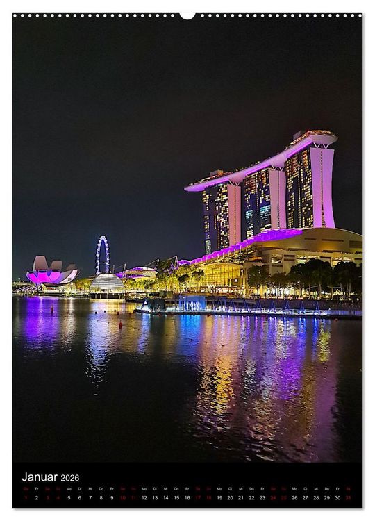 Produktbild: Singapur - Faszinierende Lichterwelt Marina Bay (Wandkalender 2026 DIN A2 hoch), CALVENDO Monatskalender