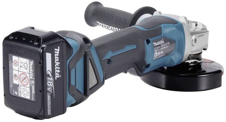 Produktbild: Makita DGA519RTJ Akku-Winkelschleifer 125 mm inkl. 2. Akku, inkl. Ladeger&auml;t 18 V 5 Ah