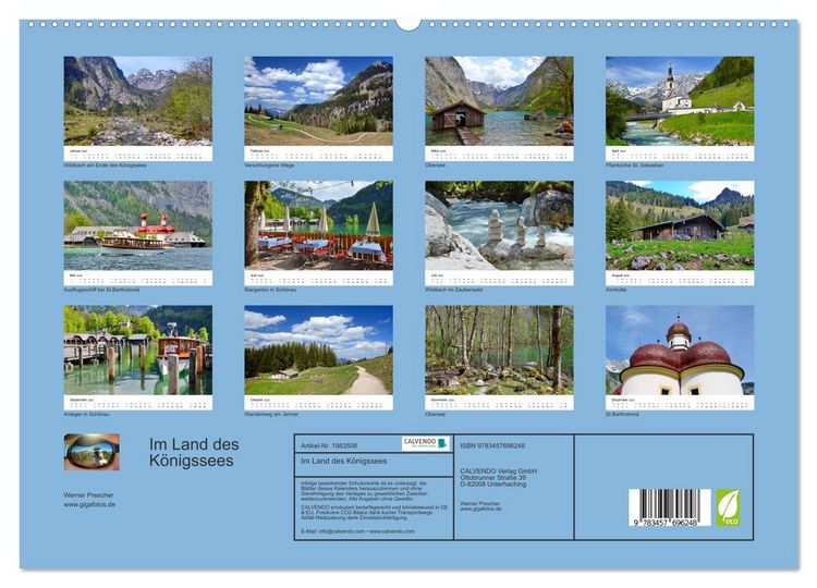 Produktbild: Im Land des K&ouml;nigssees (hochwertiger Premium Wandkalender 2026 DIN A2 quer), Kunstdruck in Hochglanz