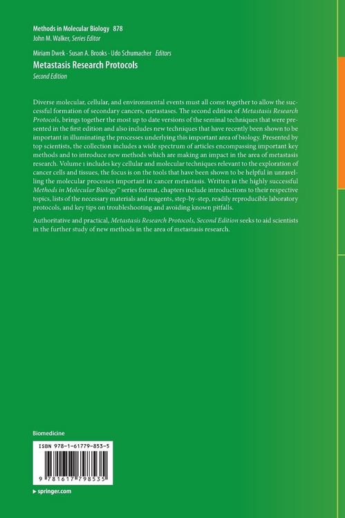 Produktbild: Metastasis Research Protocols