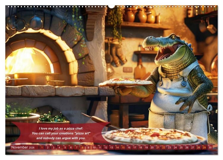 Produktbild: Funny charming animals as pizza chef (Wall Calendar 2026 DIN A2 landscape), CALVENDO 12 Month Wall Calendar