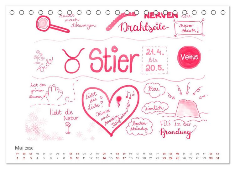 Produktbild: Sternzeichen-Kalender (Tischkalender 2026 DIN A5 quer), CALVENDO Monatskalender