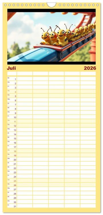 Produktbild: Familienplaner 2026 - Raupen-Rabatz - Ein Jahr voller Krabbelspa&szlig; mit 5 Spalten (Wandkalender, 21 x 45 cm) CALVENDO