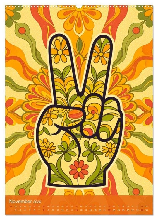 Produktbild: Flower Power Dreams - Retro 70s Art (Wandkalender 2026 DIN A2 hoch), CALVENDO Monatskalender