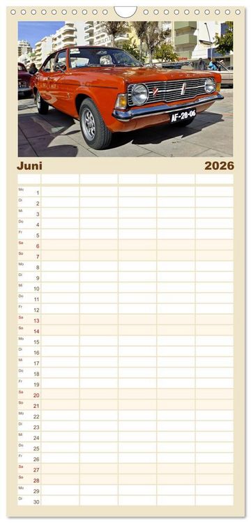 Produktbild: Familienplaner 2026 - Autos, die wir liebten mit 5 Spalten (Wandkalender, 21 x 45 cm) CALVENDO