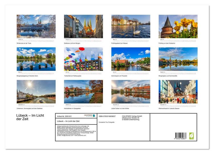 Produktbild: L&uuml;beck &ndash; Im Licht der Zeit (Wandkalender 2026 DIN A2 quer), CALVENDO Monatskalender