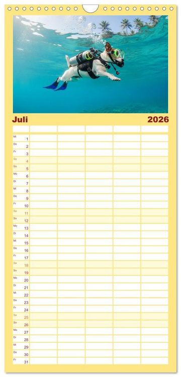 Produktbild: Familienplaner 2026 - Jack Russel Active mit 5 Spalten (Wandkalender, 21 x 45 cm) CALVENDO