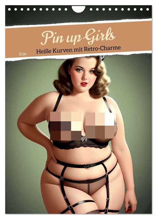 Produktbild: Pin up Girls Hei&szlig;e Kurven mit Retro Charme (Wandkalender 2026 DIN A4 hoch), CALVENDO Monatskalender
