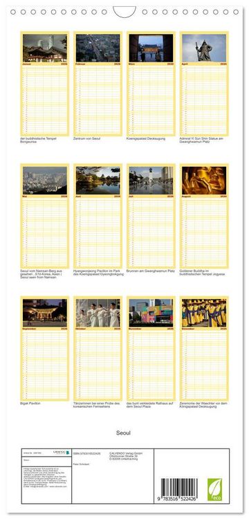 Produktbild: Familienplaner 2026 - Seoul mit 5 Spalten (Wandkalender, 21 x 45 cm) CALVENDO