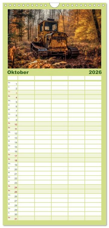 Produktbild: Familienplaner 2026 - Alte Maschinen - verlassene Lieblinge mit 5 Spalten (Wandkalender, 21 x 45 cm) CALVENDO