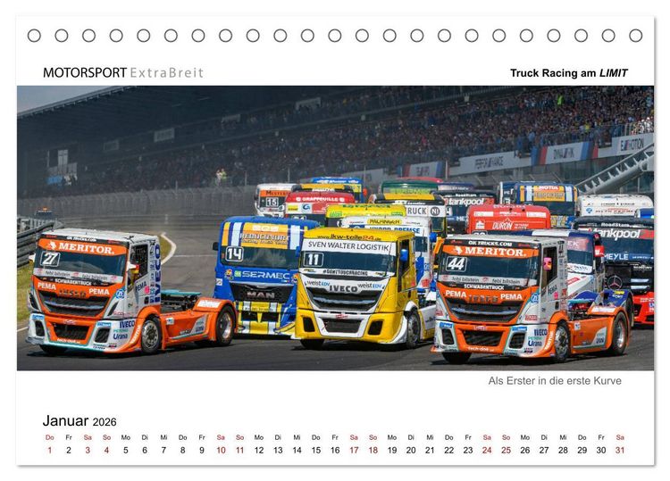 Produktbild: Truck Racing am LIMIT - Panoramabilder (Tischkalender 2026 DIN A5 quer), CALVENDO Monatskalender