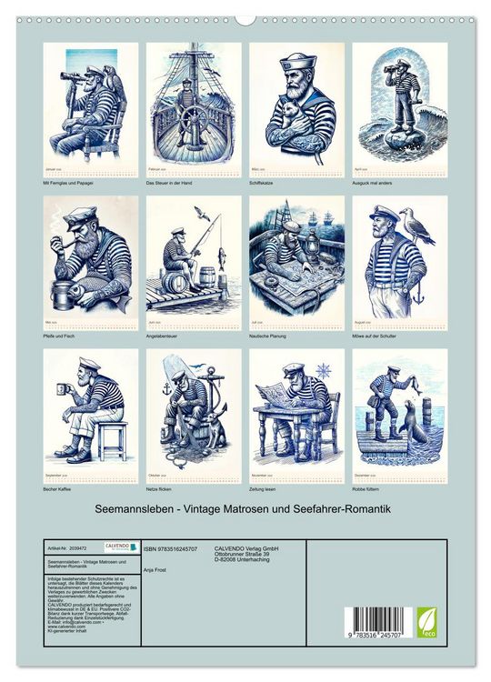 Produktbild: Seemannsleben - Vintage Matrosen und Seefahrer-Romantik (hochwertiger Premium Wandkalender 2026 DIN A2 hoch), Kunstdruck in Hochglanz