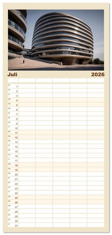 Produktbild: Familienplaner 2026 - Einsamkeit in Architektur mit 5 Spalten (Wandkalender, 21 x 45 cm) CALVENDO