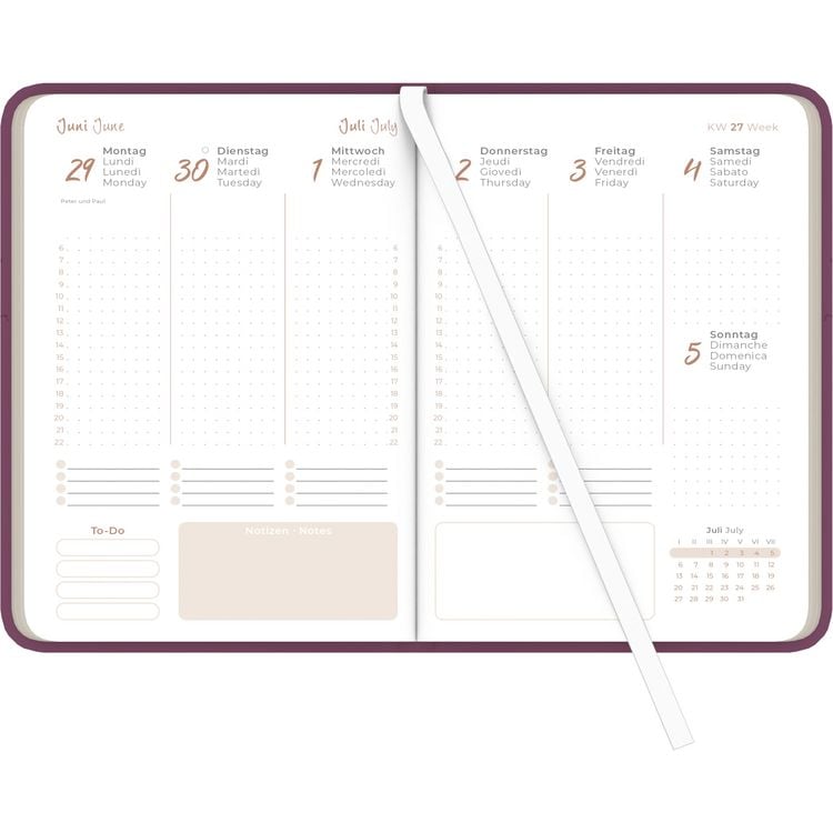 Produktbild: Lady Journal Deluxe Purple 2026 - Taschen-Kalender A6 (10,7x15,2 cm) - Tucson Einband - mit Motivprägung - Weekly - 192 Seiten - Alpha Edition