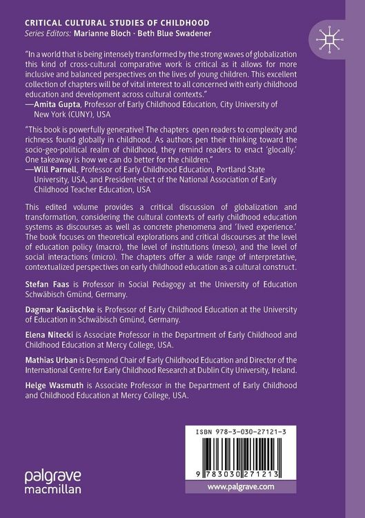 Produktbild: Globalization, Transformation, and Cultures in Early Childhood Education and Care