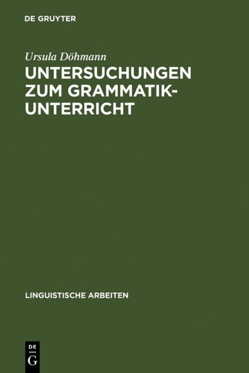 Produktbild: Untersuchungen zum Grammatikunterricht