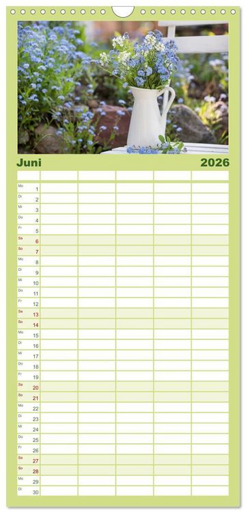 Produktbild: Familienplaner 2026 - Mein Jahr im Landhausgarten mit 5 Spalten (Wandkalender, 21 x 45 cm) CALVENDO