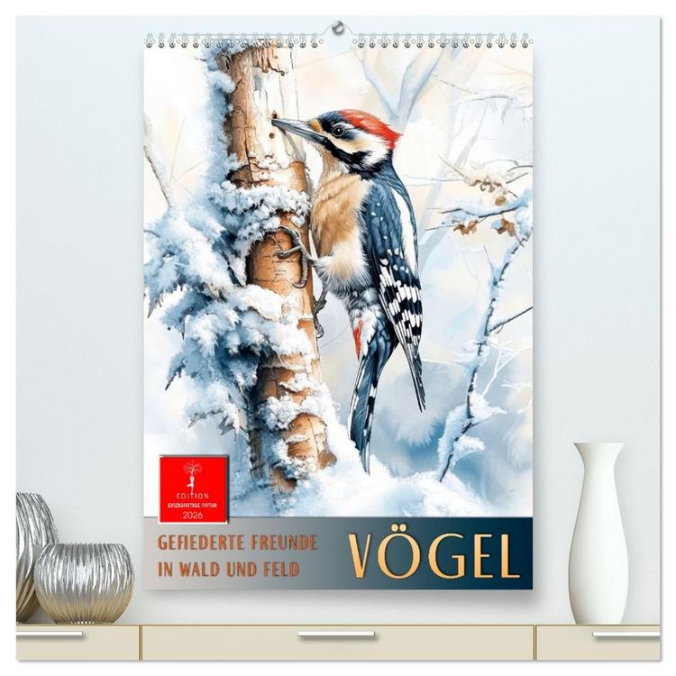 Produktbild: V&ouml;gel - gefiederte Freunde in Wald und Feld (hochwertiger Premium Wandkalender 2026 DIN A2 hoch), Kunstdruck in Hochglanz