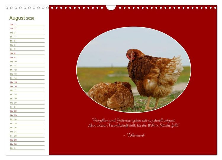 Produktbild: Freilaufende H&uuml;hner (Wandkalender 2026 DIN A3 quer), CALVENDO Monatskalender