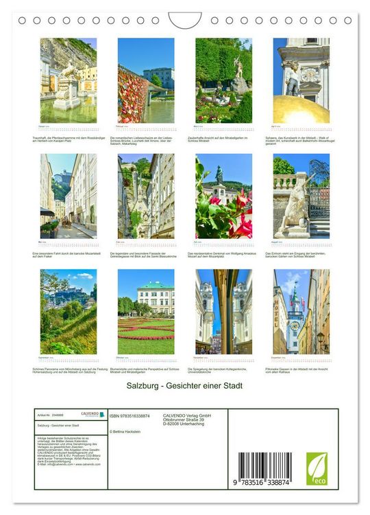 Produktbild: Salzburg - Gesichter einer Stadt (Wandkalender 2026 DIN A4 hoch), CALVENDO Monatskalender