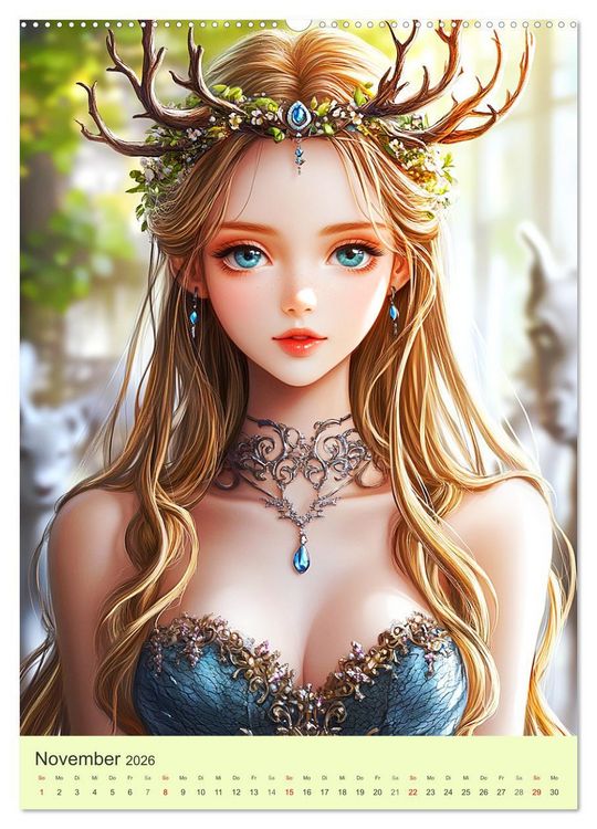 Produktbild: Keltische Mythen. Die magische Anderwelt-Fantasy im Manga-Stil (Wandkalender 2026 DIN A2 hoch), CALVENDO Monatskalender