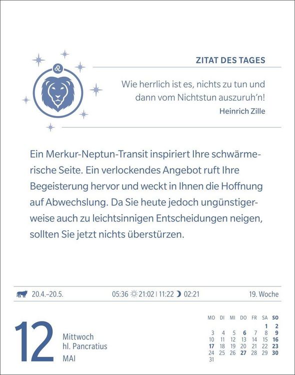 Produktbild: L&ouml;we Sternzeichenkalender 2027 - Tagesabrei&szlig;kalender - Ihr Horoskop f&uuml;r jeden Tag