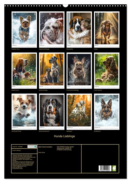 Produktbild: Hunde Lieblinge (Wandkalender 2026 DIN A2 hoch), CALVENDO Monatskalender