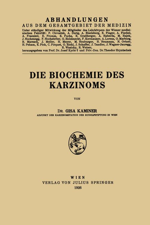 Produktbild: Die Biochemie des Karzinoms