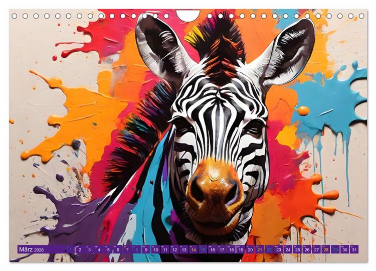 Produktbild: ZEBRAS - Modern Art (Wandkalender 2026 DIN A4 quer), CALVENDO Monatskalender