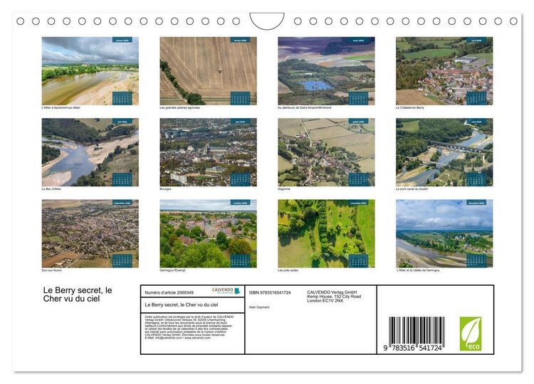 Produktbild: Le Berry secret, le Cher vu du ciel (Calendrier mural 2026 DIN A4 vertical), CALVENDO calendrier mensuel