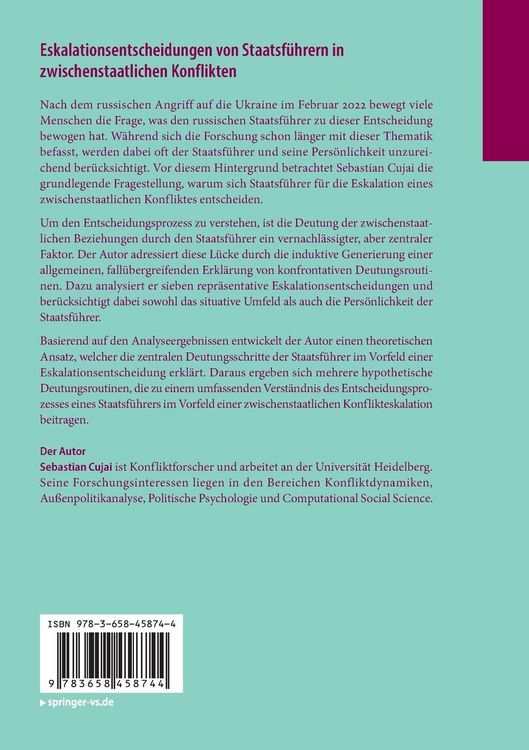 Produktbild: Eskalationsentscheidungen von Staatsf&uuml;hrern in zwischenstaatlichen Konflikten