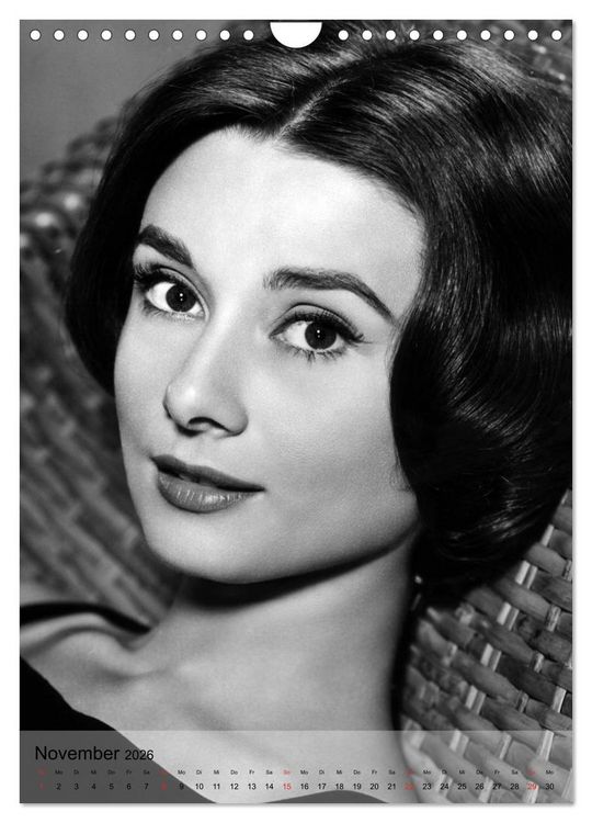 Produktbild: Hollywood-Diva - Audrey Hepburn (Wandkalender 2026 DIN A4 hoch), CALVENDO Monatskalender