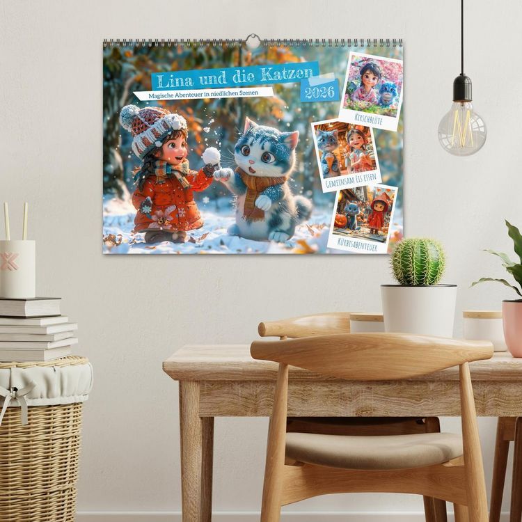 Produktbild: Lina und die Katzen - Magische Abenteuer in niedlichen Szenen (Wandkalender 2026 DIN A3 quer), CALVENDO Monatskalender