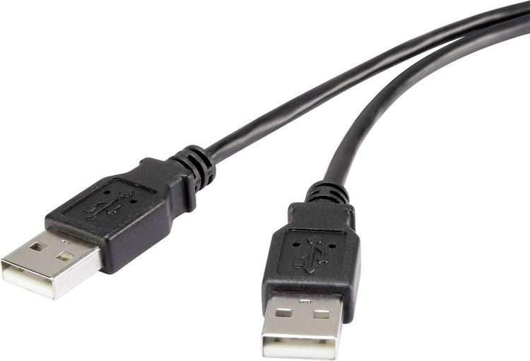 Produktbild: Renkforce USB-Kabel USB 2.0 USB-A Stecker, USB-A Stecker 3.00 m Schwarz vergoldete Steckkontakte RF-4463046