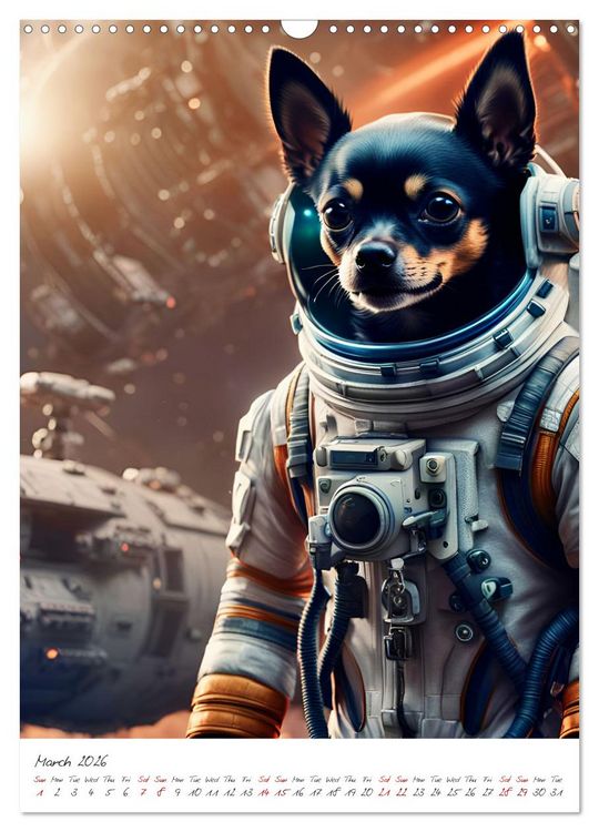 Produktbild: Chihuahua Adventure in Space (Wall Calendar 2026 DIN A3 portrait), CALVENDO 12 Month Wall Calendar