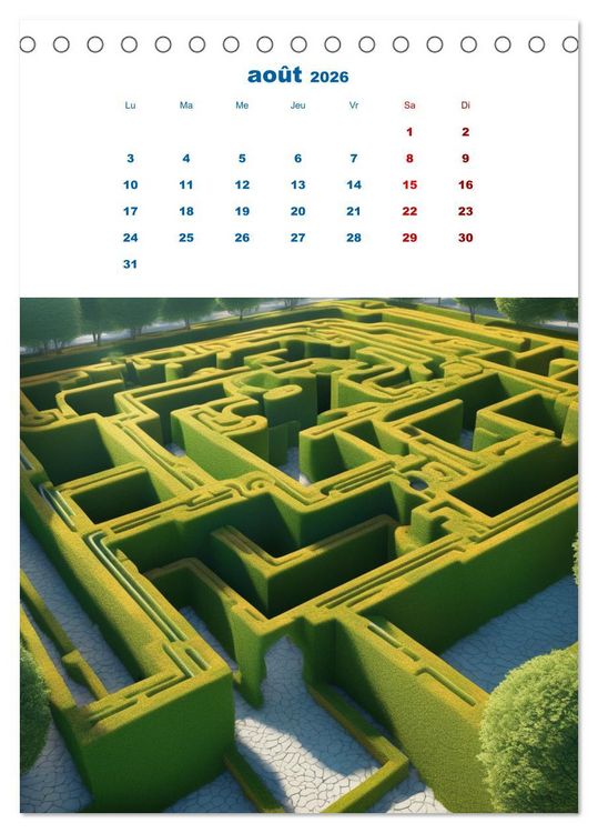 Produktbild: Les &eacute;nigmes du labyrinthe (Calendrier de bureau 2026 DIN A5 horizontal), CALVENDO calendrier mensuel