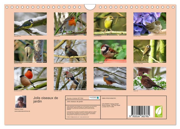 Produktbild: Jolis oiseaux de jardin (Calendrier mural 2026 DIN A4 vertical), CALVENDO calendrier mensuel