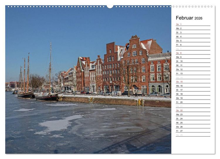 Produktbild: Hansestadt L&uuml;beck / Geburtstagskalender (hochwertiger Premium Wandkalender 2026 DIN A2 quer), Kunstdruck in Hochglanz