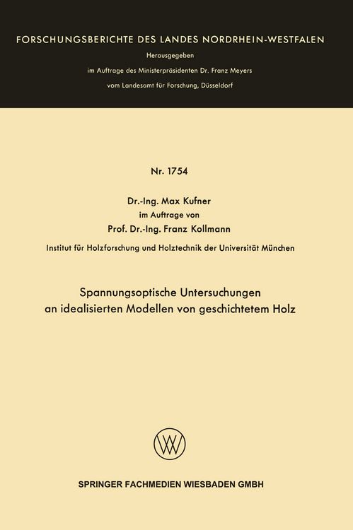 Produktbild: Spannungsoptische Untersuchungen an idealisierten Modellen von geschichtetem Holz