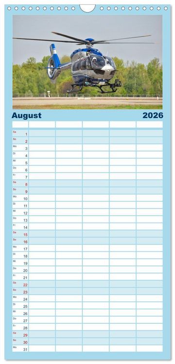 Produktbild: Familienplaner 2026 - Die beeindruckende Welt der Hubschrauber mit 5 Spalten (Wandkalender, 21 x 45 cm) CALVENDO