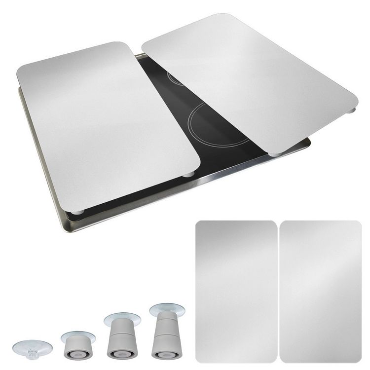 Produktbild: Herdabdeckplatte Universal Mod. Silber, 2er Set, f&uuml;r alle Herdarten geeignet