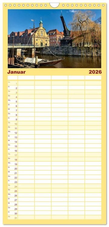 Produktbild: Familienplaner 2026 - L&Uuml;NEBURG Ein- und Ausblicke von Andreas Voigt mit 5 Spalten (Wandkalender, 21 x 45 cm) CALVENDO