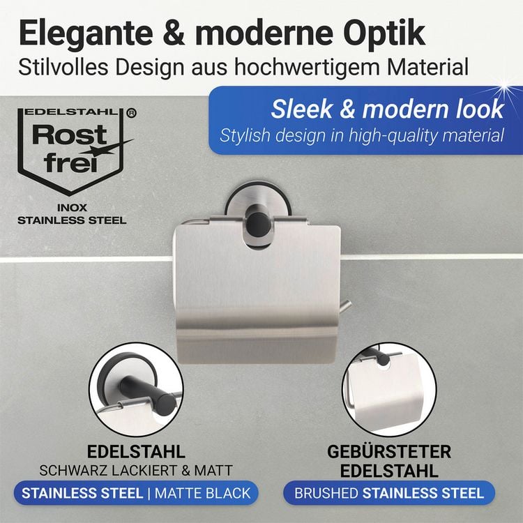 Produktbild: UV-Loc&reg; Toilettenpapierhalter mit Deckel Mod. Udine, Befestigen ohne Bohren