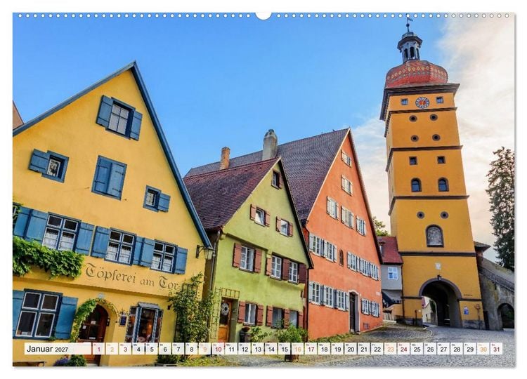 Produktbild: Dinkelsb&uuml;hl - Zw&ouml;lf Momente in der Altstadt (hochwertiger Premium Wandkalender 2027 DIN A2 quer), Kunstdruck in Hochglanz