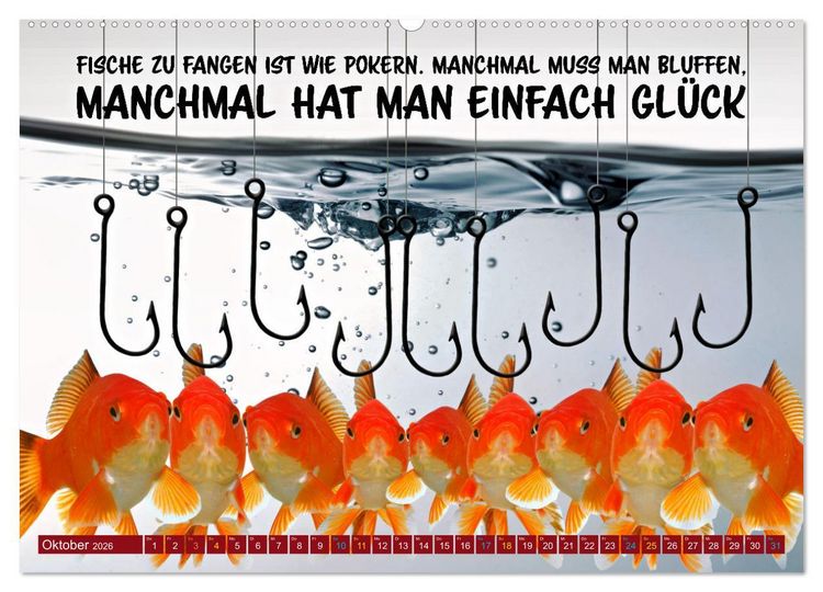 Produktbild: Angeln - Impressionen mit coolen Spr&uuml;chen (Wandkalender 2026 DIN A2 quer), CALVENDO Monatskalender